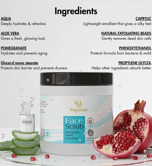 Face scrub with pomegranate and aloe extract